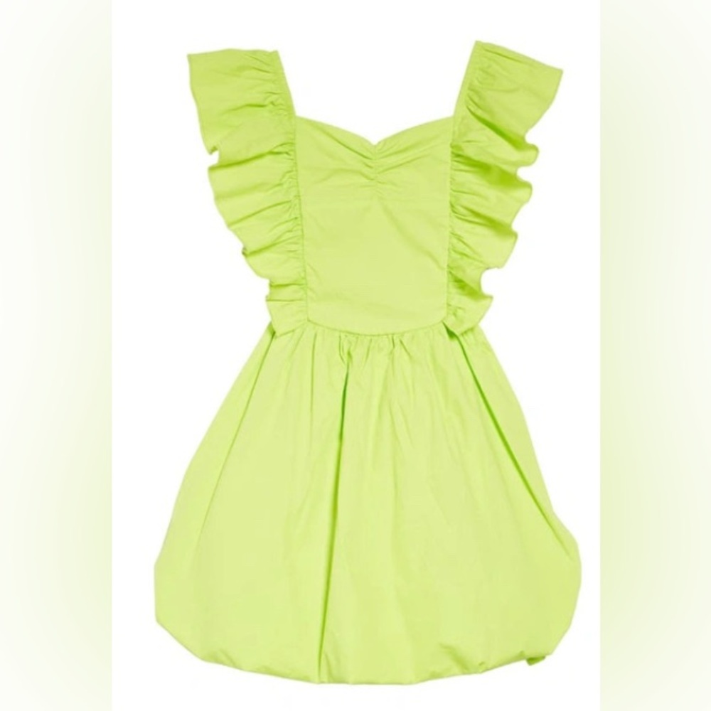 Kids' Ruffle Bubble Hem Dress In Lime
